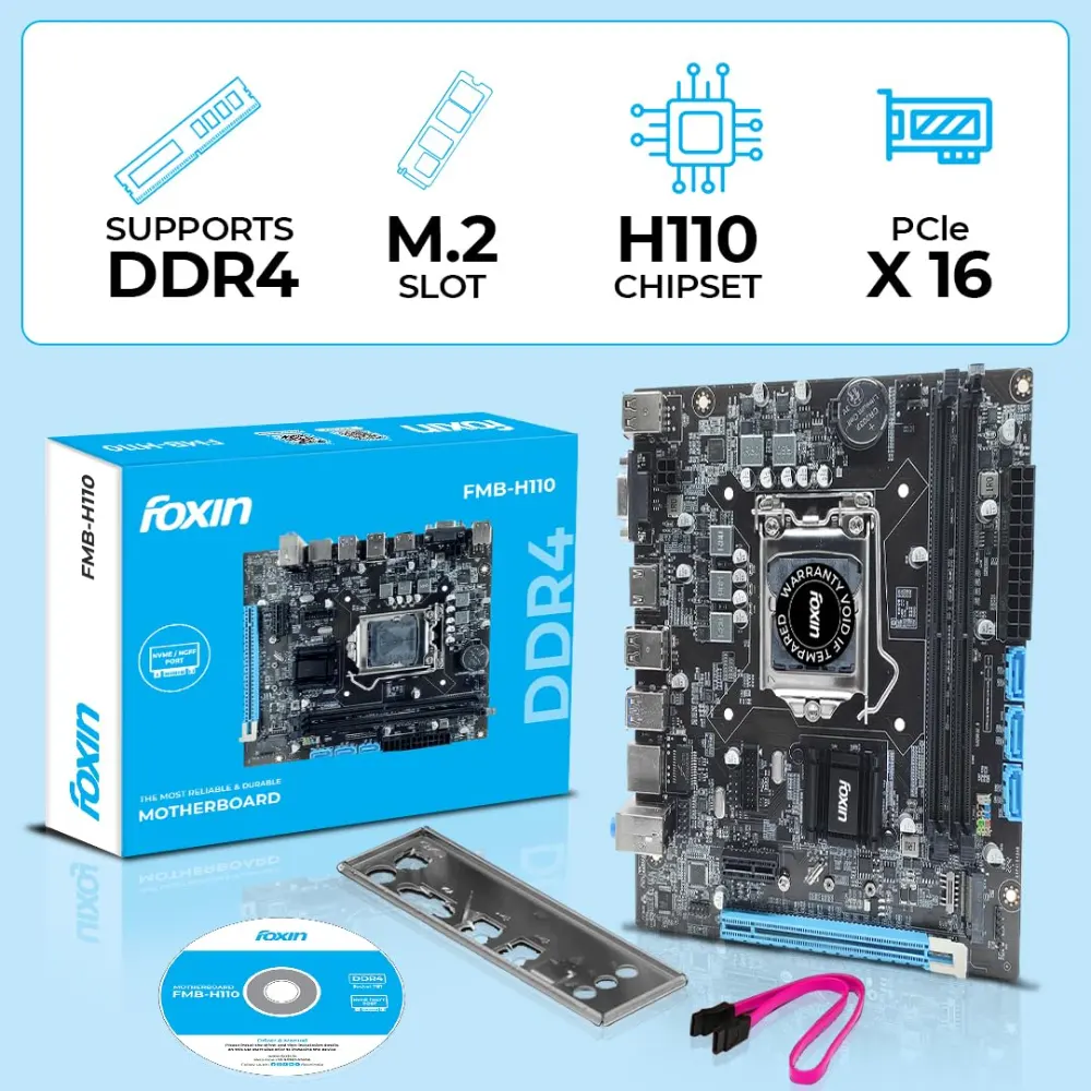 Foxin Motherboard H110 DDR4 Motherboard For Intel 6th | 7th | 8th | 9th Gen  with NVME view 3
